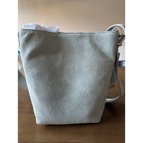 NWT Margot New York Blue Suede Leather Kaye Mini Bucket Tote Crossbody Bag - Picture 4 of 9